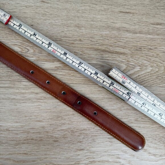 Coach VTG 90s British Tan Leather Harness Belt Size 36 Brass Buckle Brown 1 Inch - Picture 8 of 9